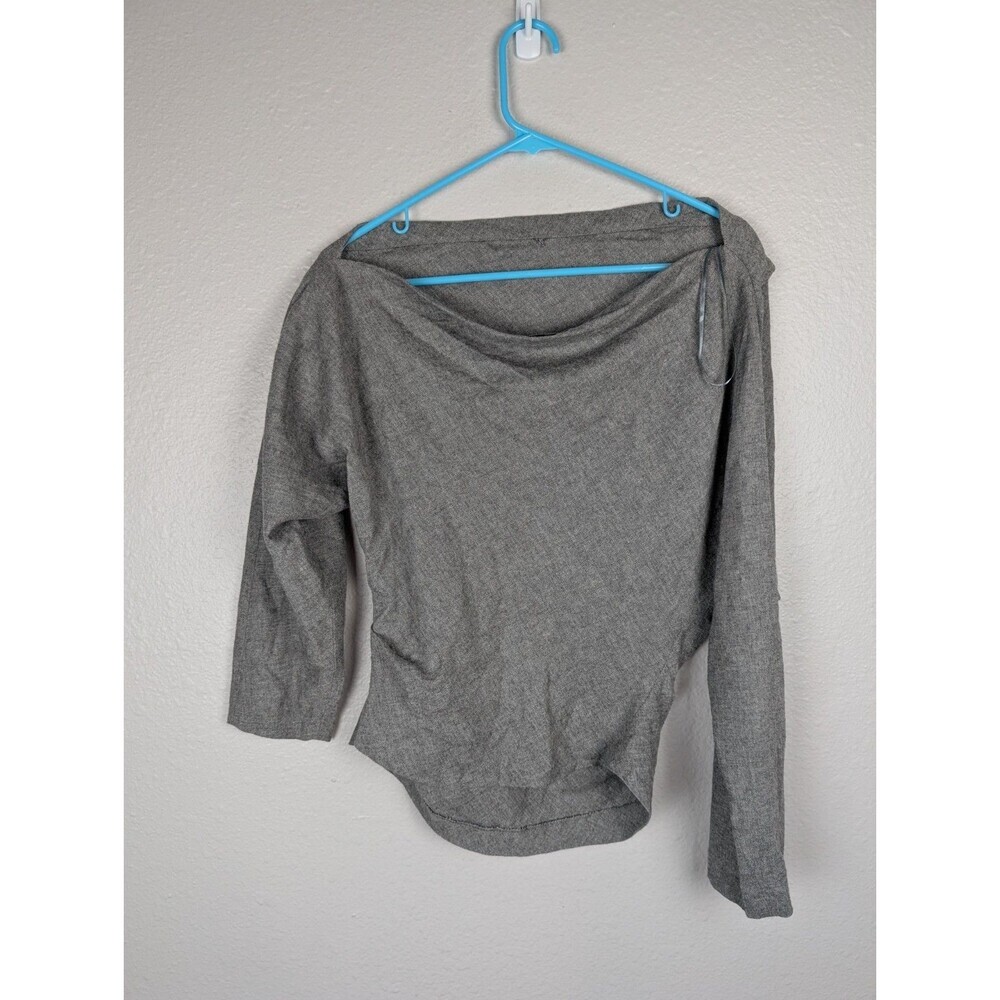 Zara Women's Gray Wool Long Sleeve Off Shoulder Blouse Large